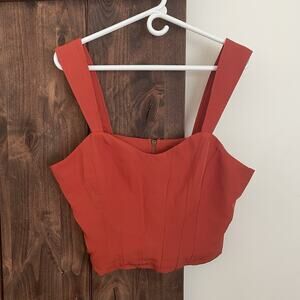 Anthropologie Sunday in Brooklyn Bustier Top L Orange Cropped Sweetheart